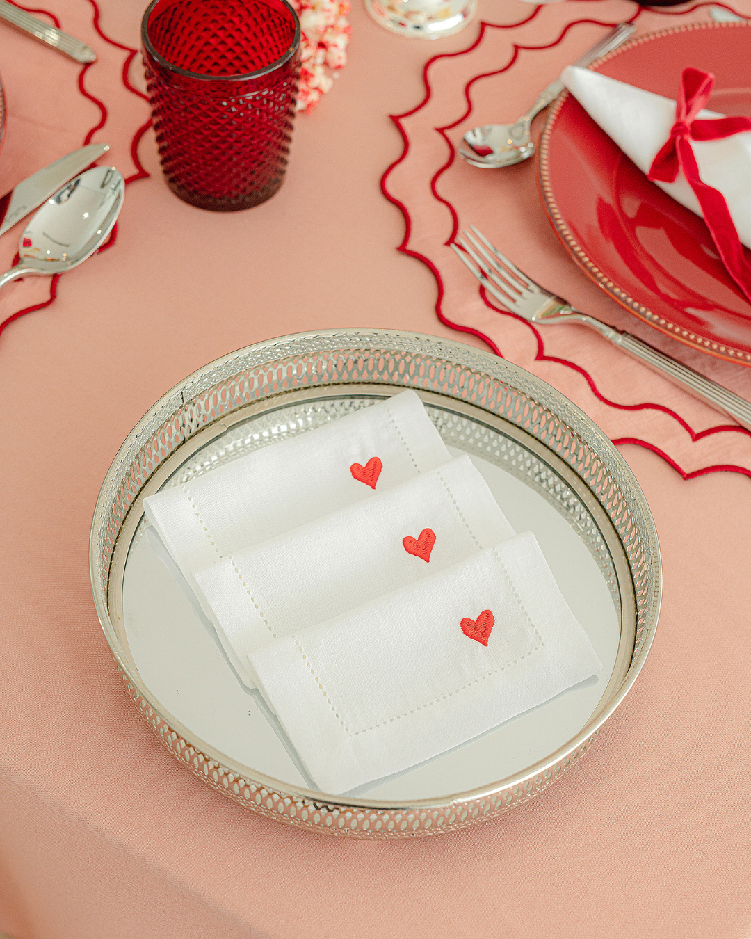 Silver Round Tray with Mirror