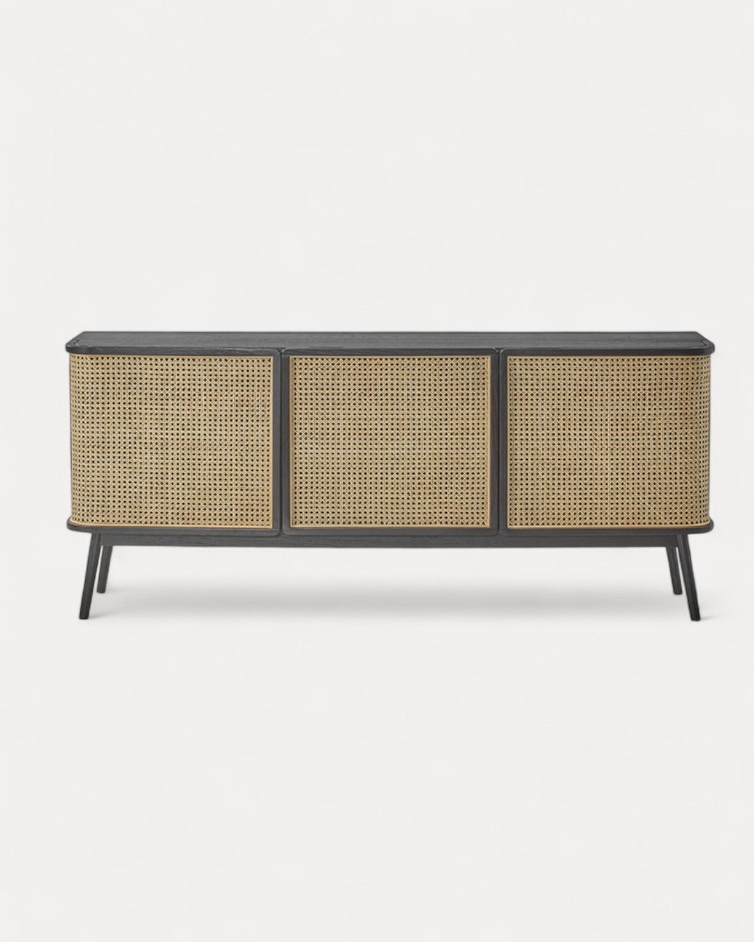Aparador Cenaro en bois massif noir, 175×46×75 cm