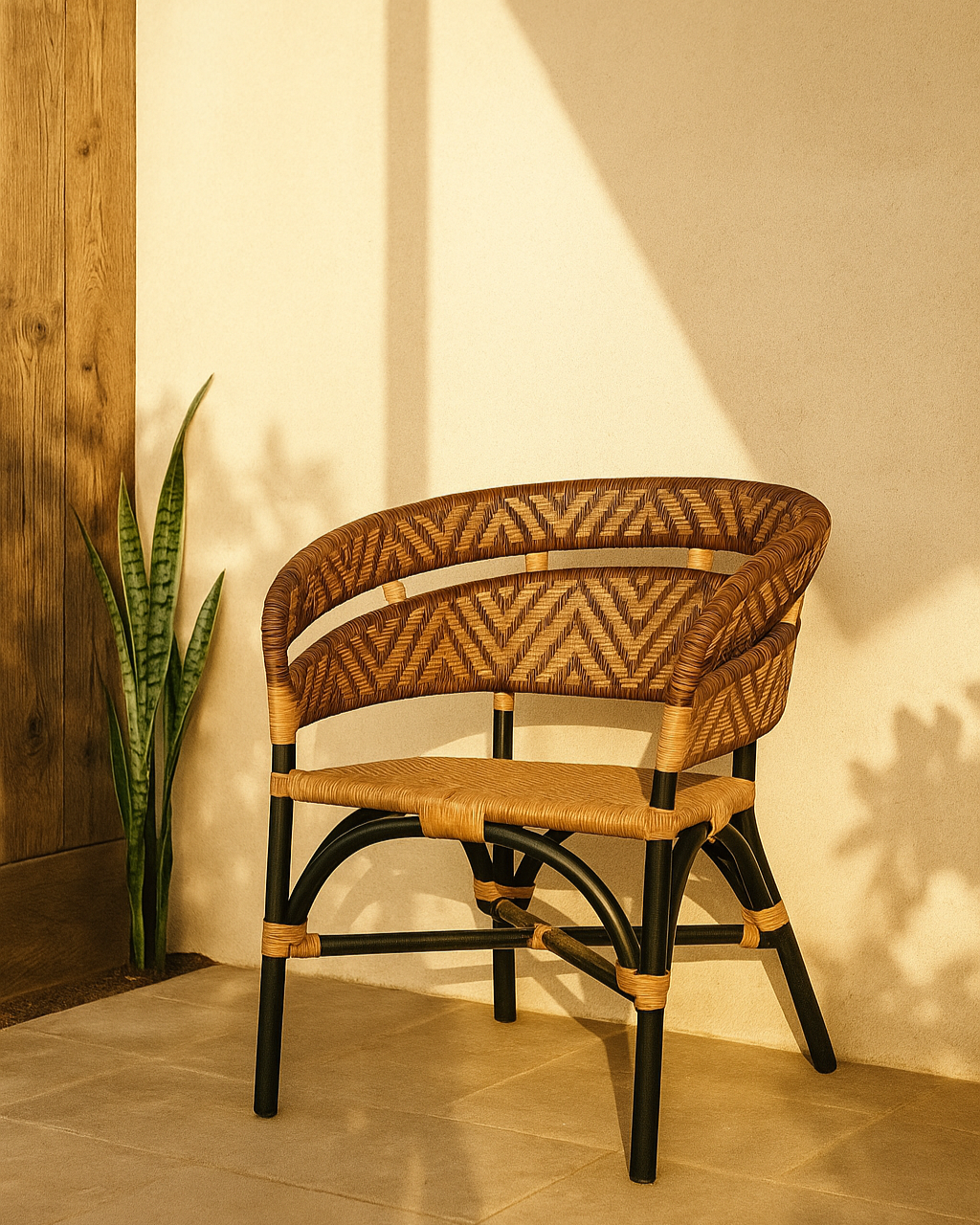 Sedia Tulum in Bambù e Rattan Naturale