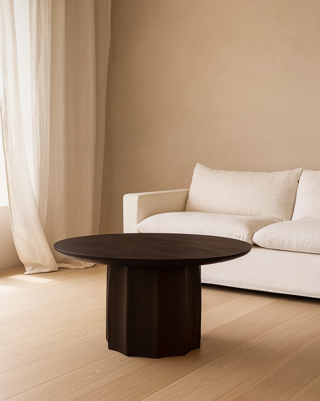 Mesa de centro Ceylon en madera de mango, 75 × 75 × 40 cm
