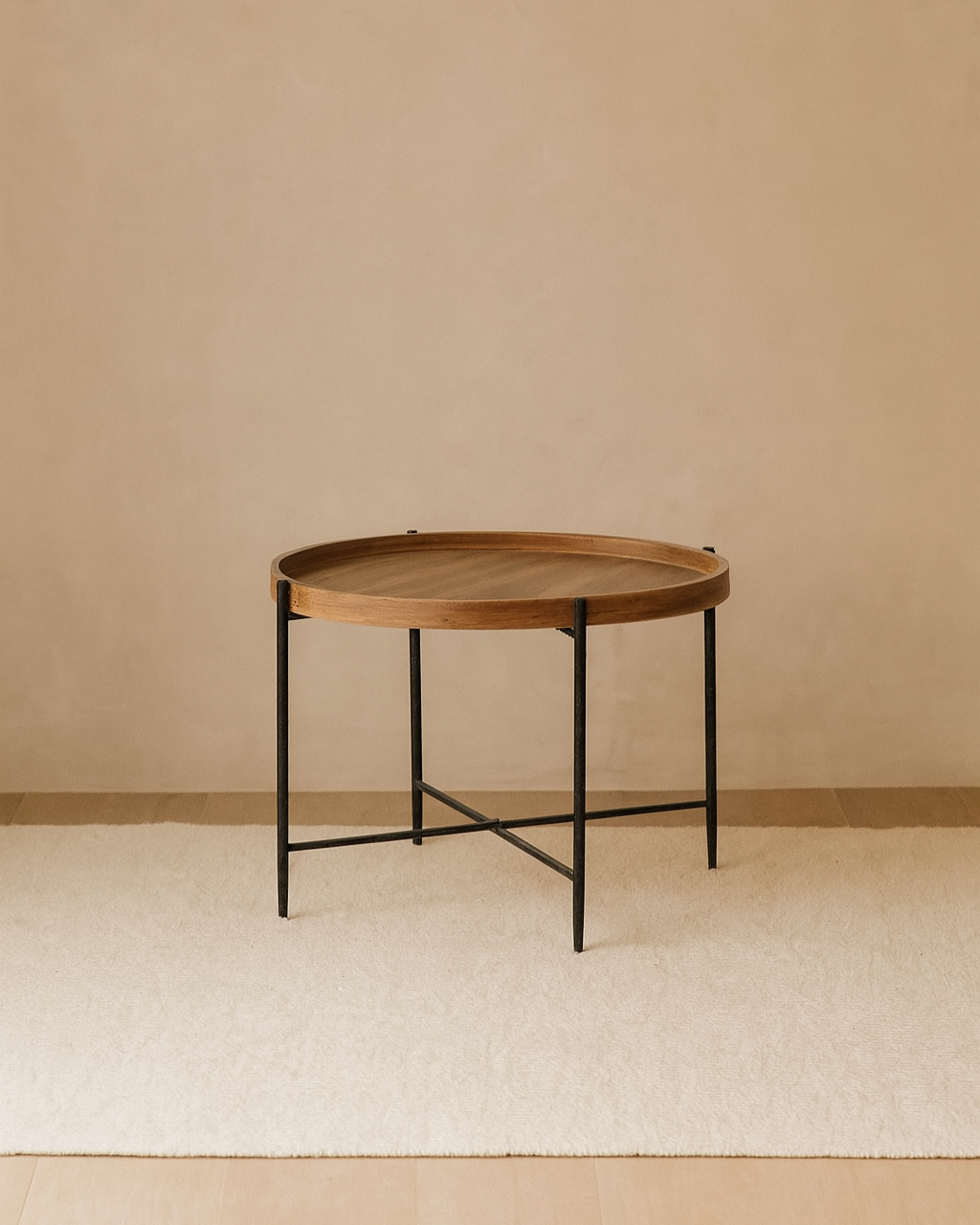 Mesa de apoyo Ébano en madera y metal, 80 × 80 × 55 cm