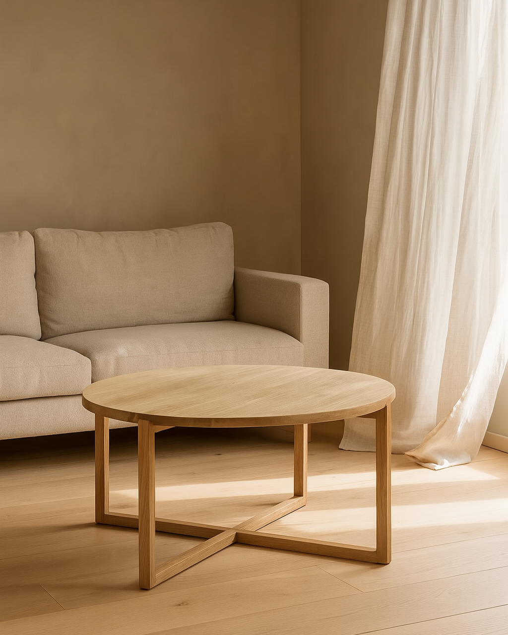 Mesa de centro Luca em madeira mindi, 80 × 80 × 40 cm