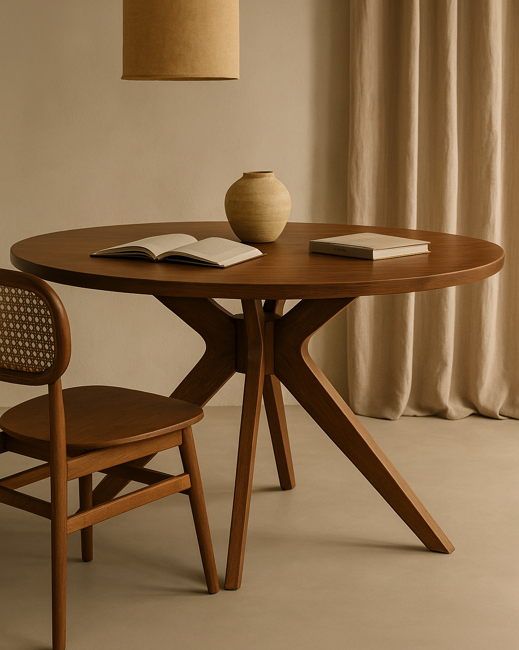 Tavolo da pranzo Marevo rotondo in legno massello di noce, Ø120x74 cm