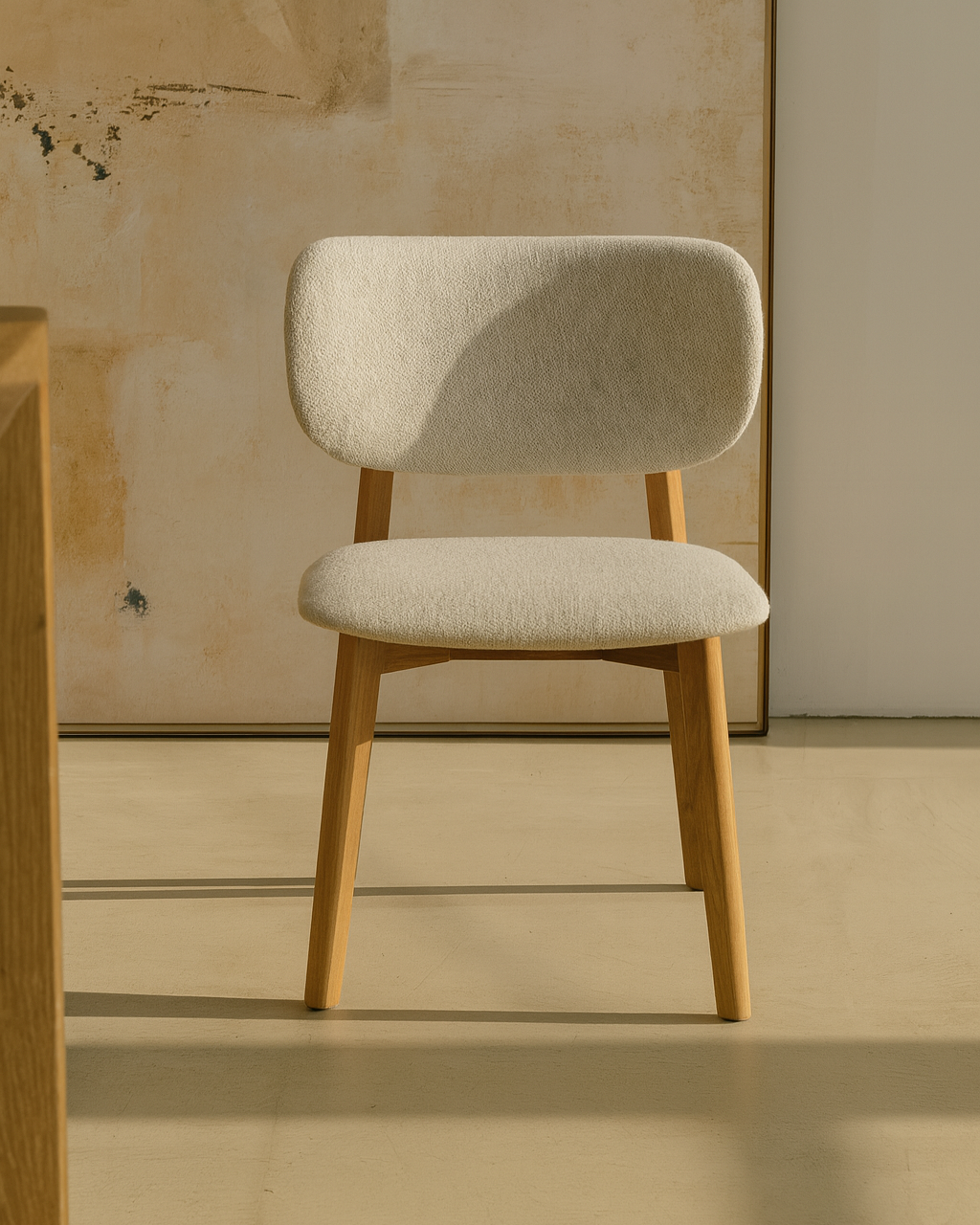 Ravella chair in natural wood and gray fabric, 48.5×52×79 cm