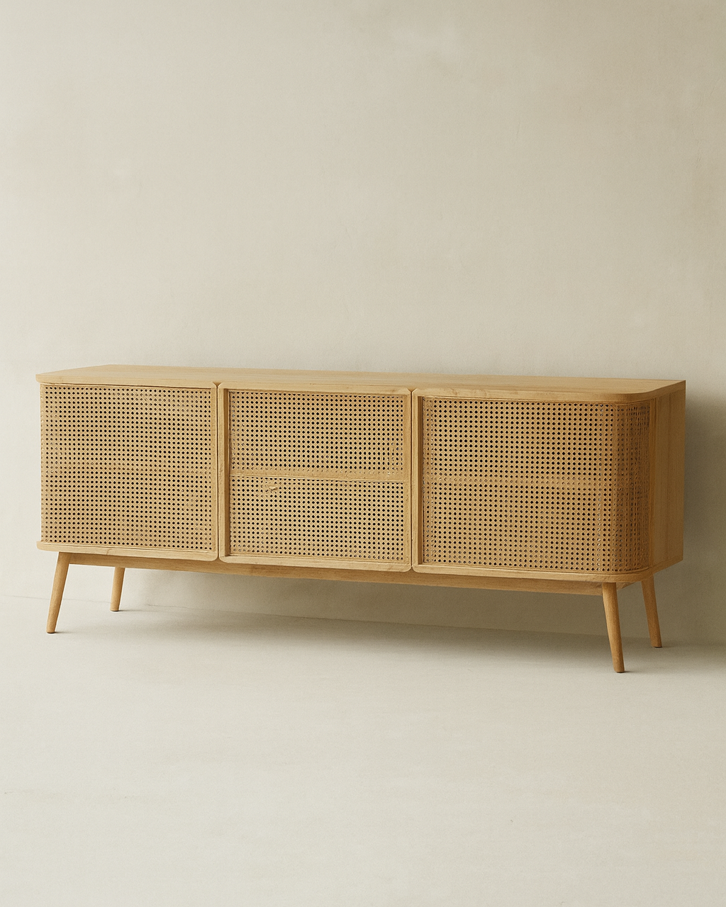 Aparador Cenaro en bois massif naturel, 175×46×75 cm