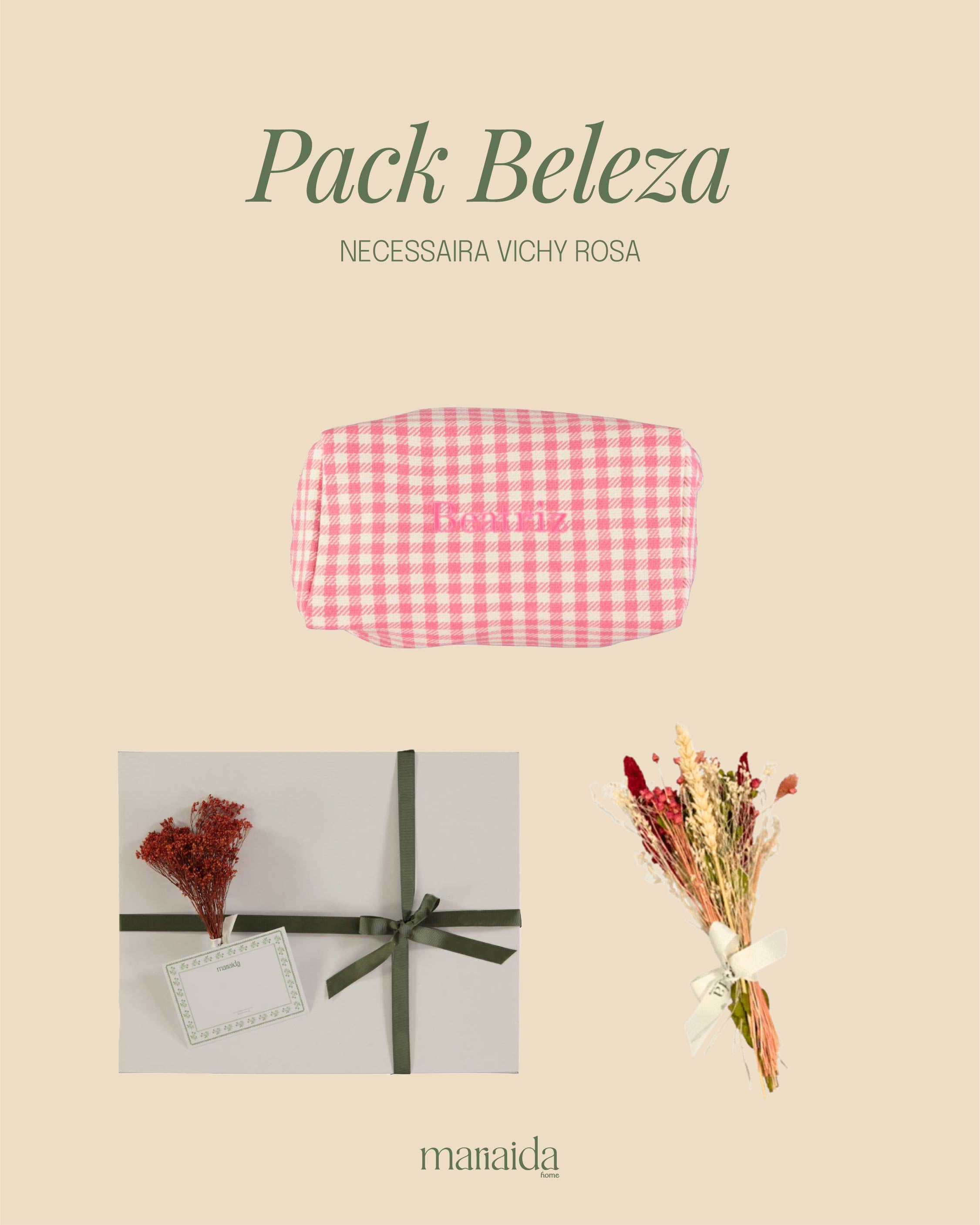 Beauty Pack - Personalized Pink Vichy Toiletry Bag