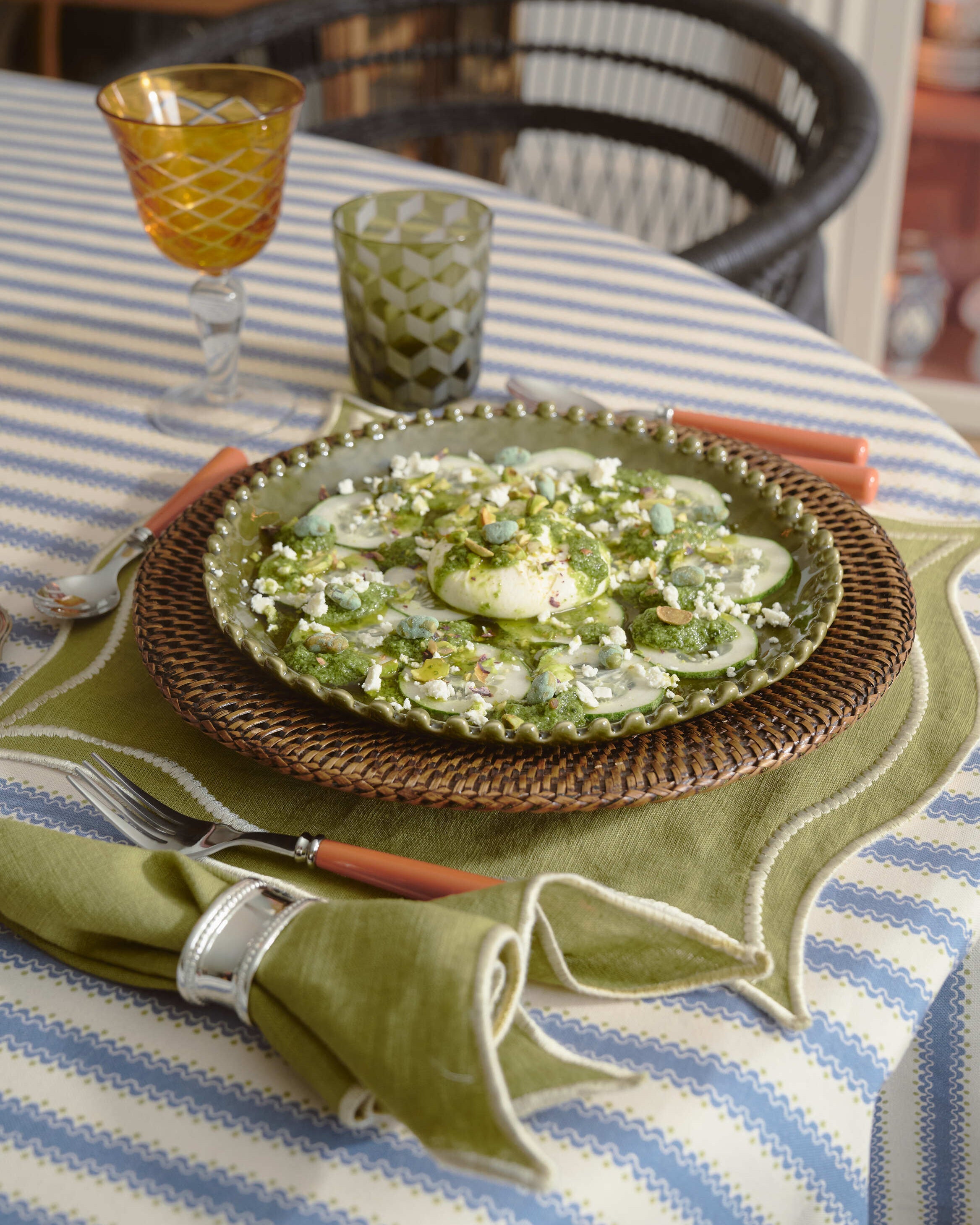 Placemat Leme Green with Raw