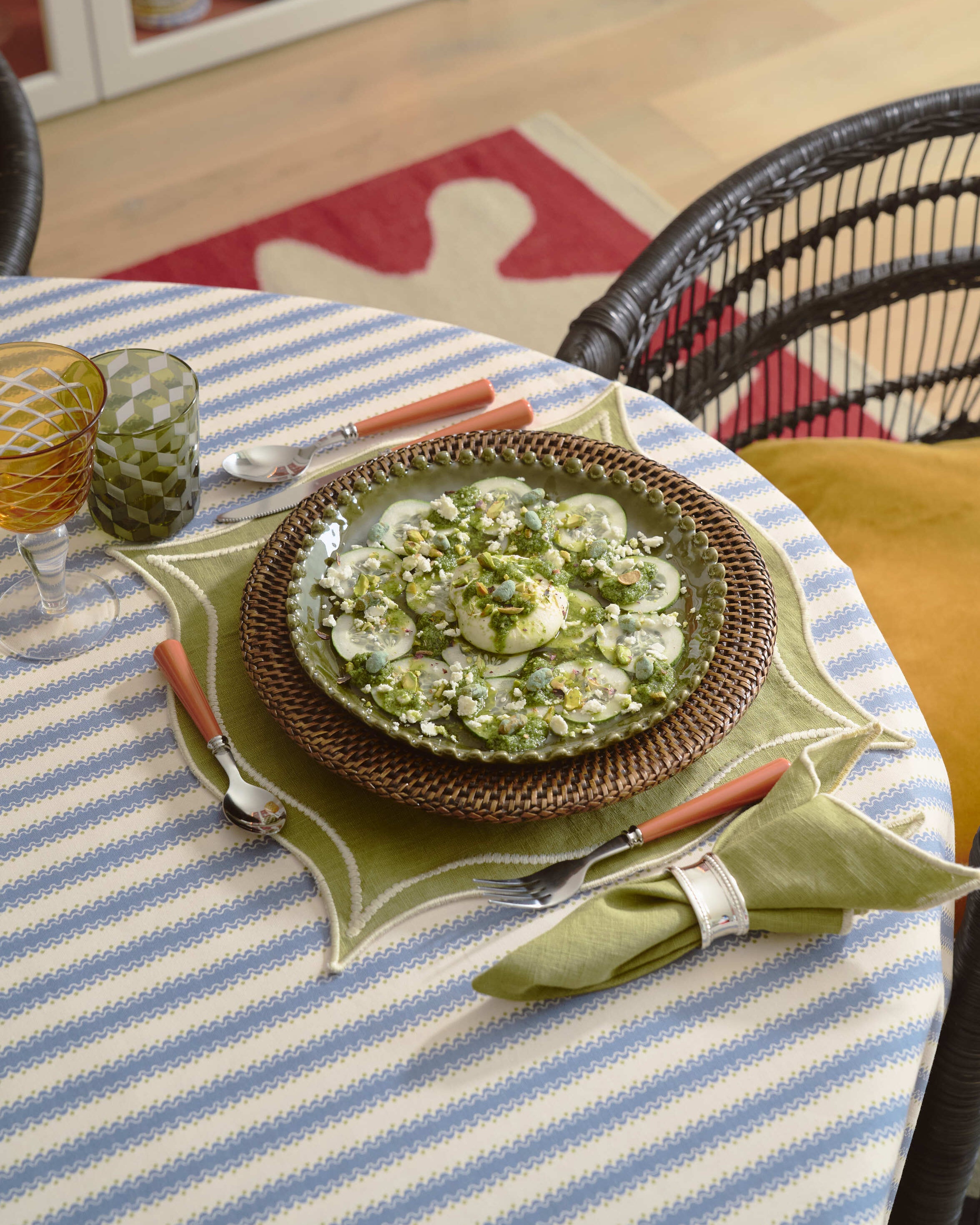 Placemat Leme Green with Raw