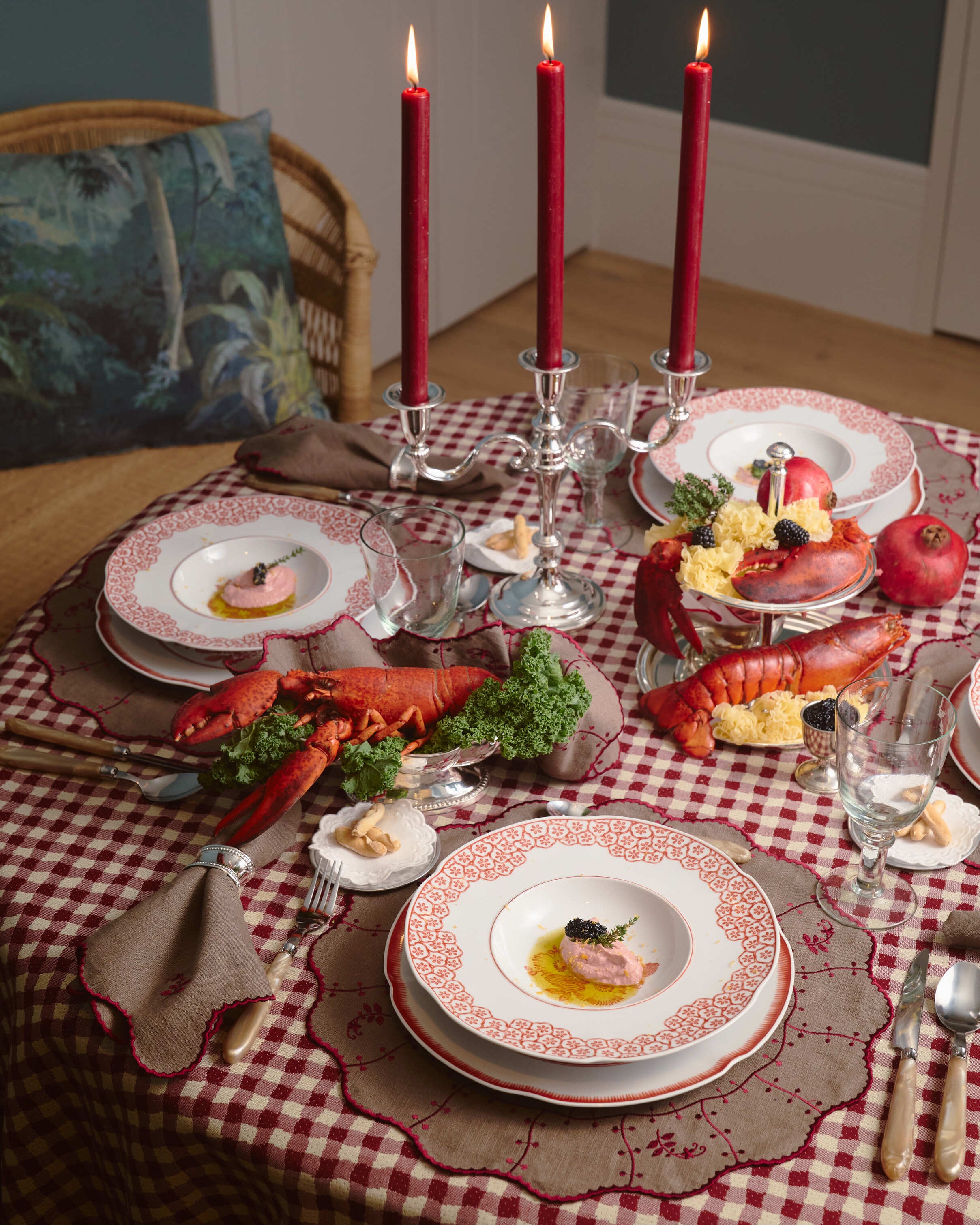 Placemat Jasmim, Brown with Bordeaux