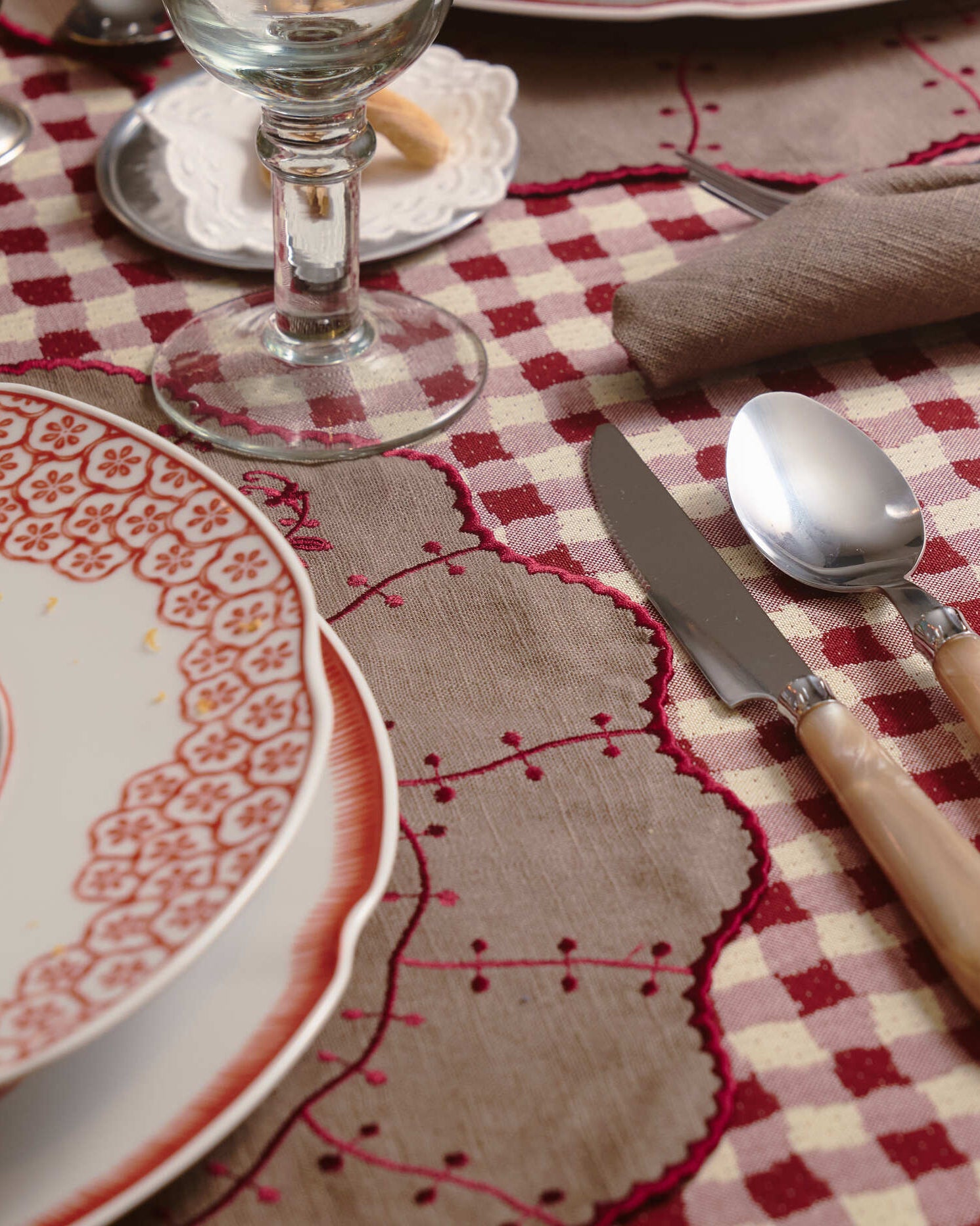 Placemat Jasmim, Brown with Bordeaux