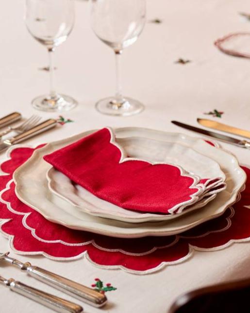 Íris Placemat, Red with White