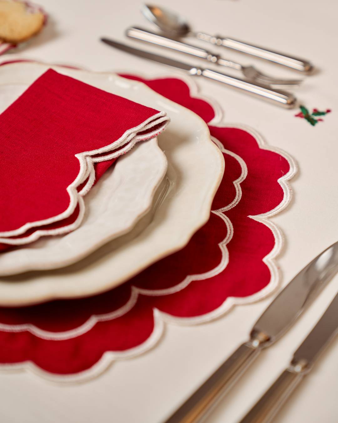 Íris Placemat, Red with White