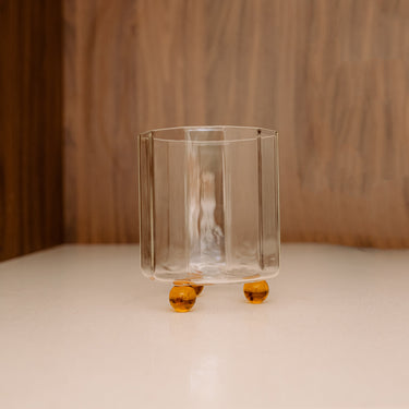Glass Cup with Stem Orange Dots Sicily