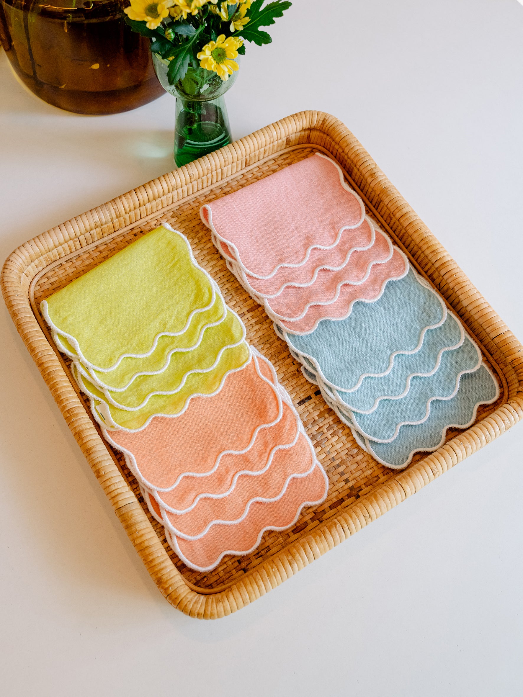 Yellow Palm Cocktail Napkin with Raw