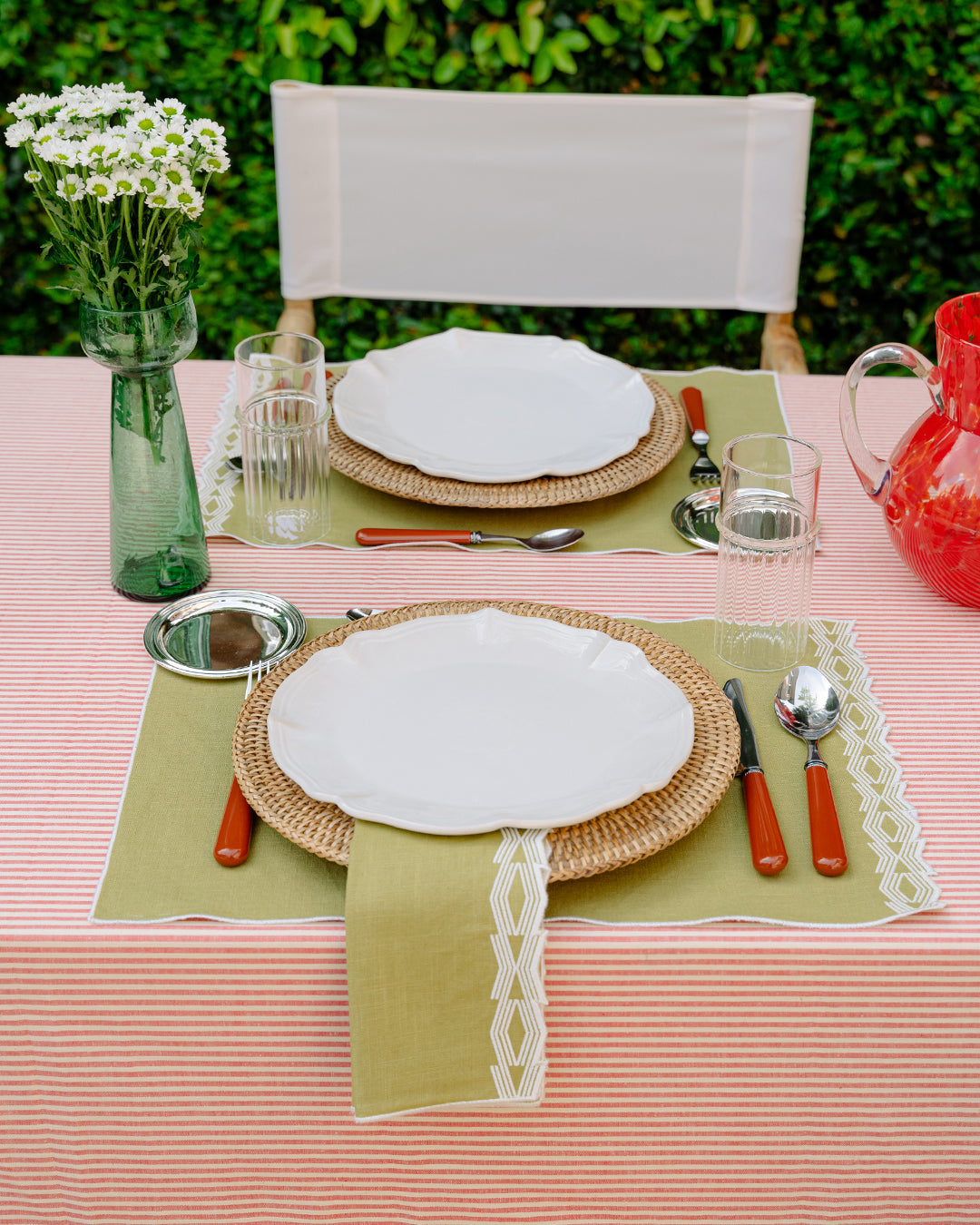 Serviette Prisma, Vert avec Blanc