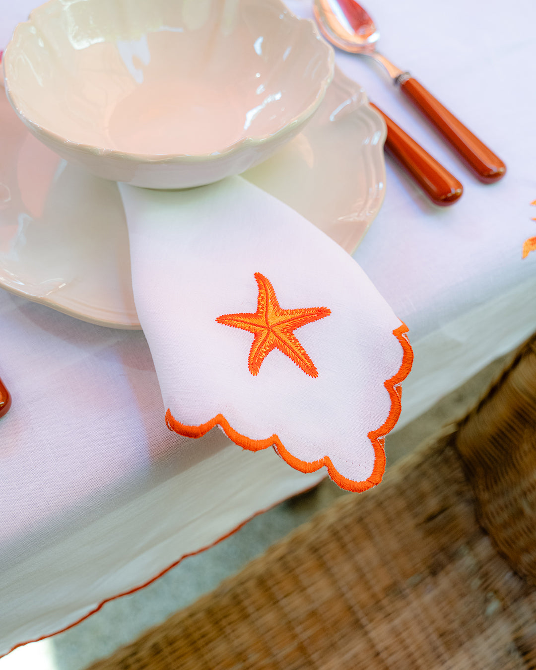 Serviette Étoile de Mer Orange avec Boleio