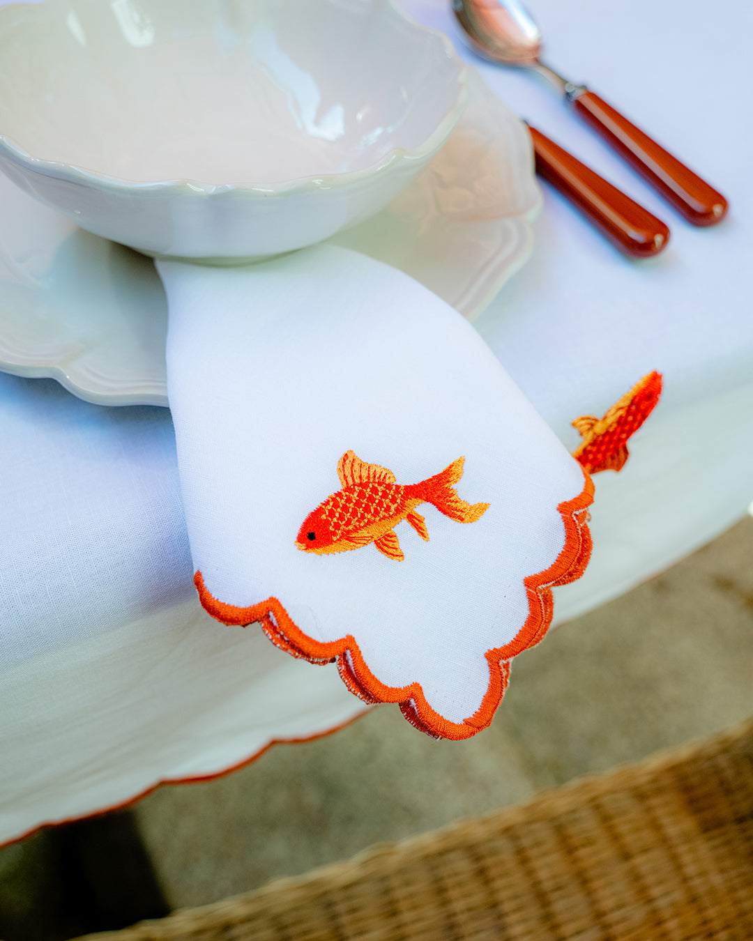 Serviette Poisson Orange avec Boleio
