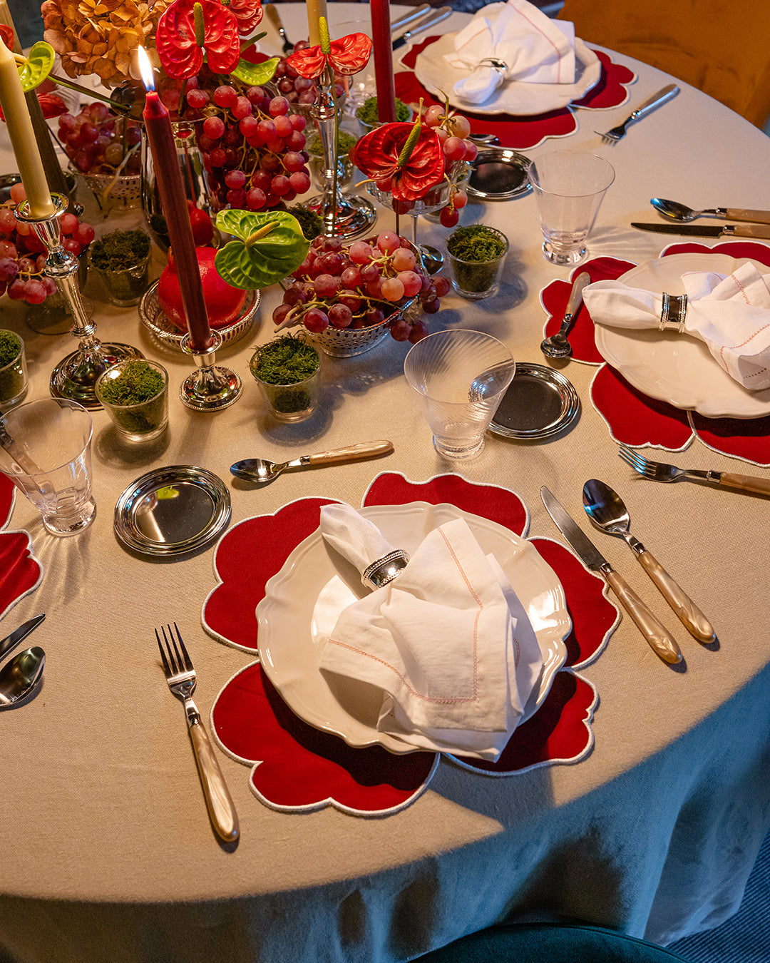 Mantel Individual Daisy, Rojo