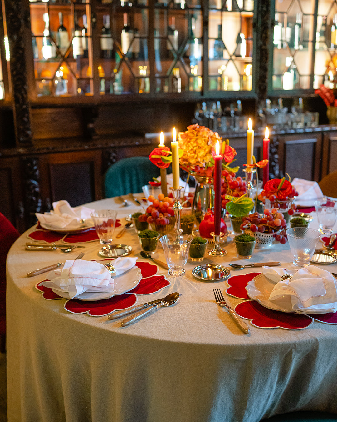 Mantel Individual Daisy, Rojo