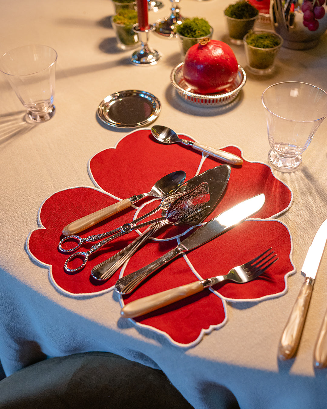 Mantel Individual Daisy, Rojo