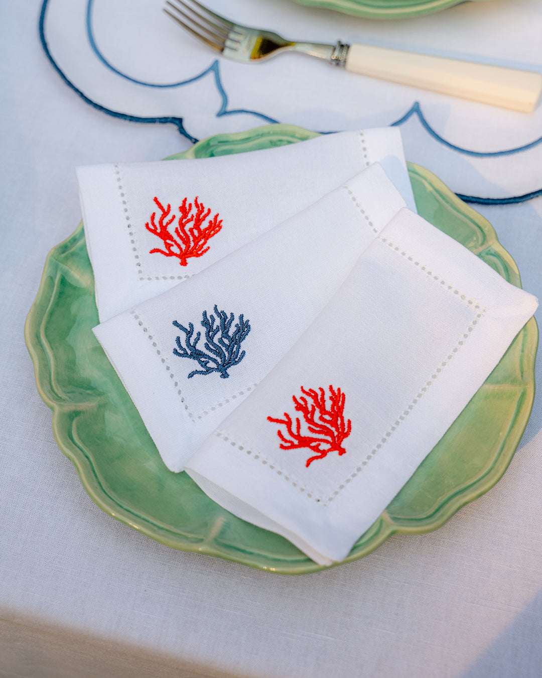 Serviette Cocktail Corail Bleu