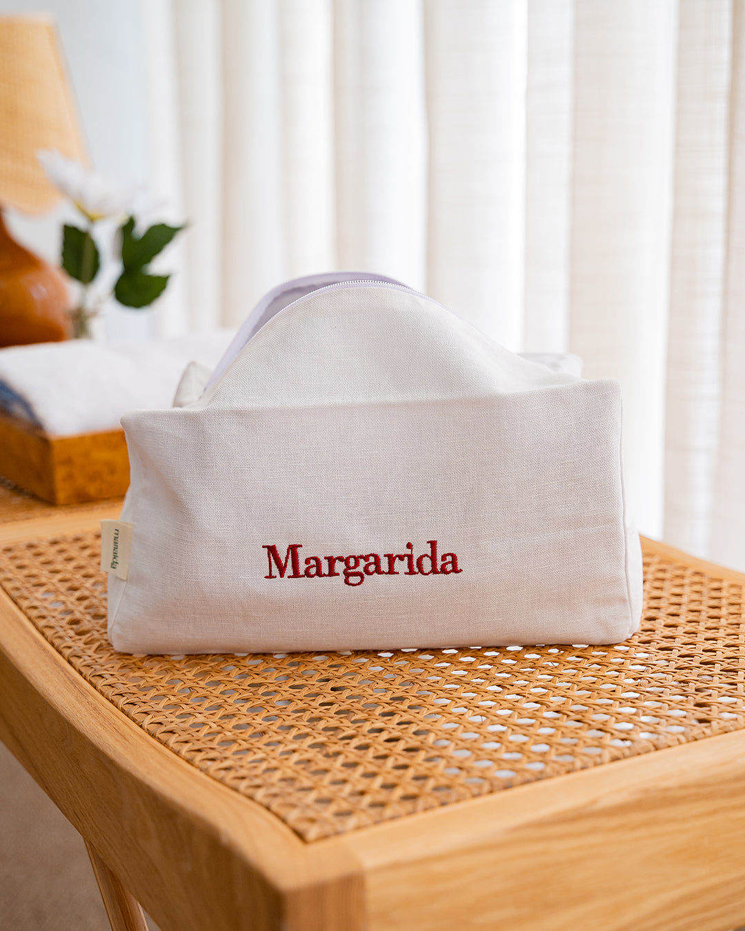 Neceser Blanco Lino Personalizado