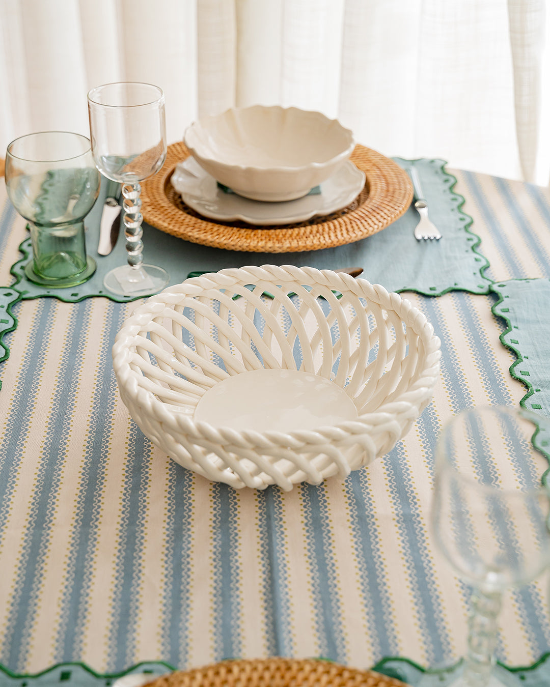 Cesto Imperial em Porcelana Branco, Ø: 24,5 cm A: 8,5 cm