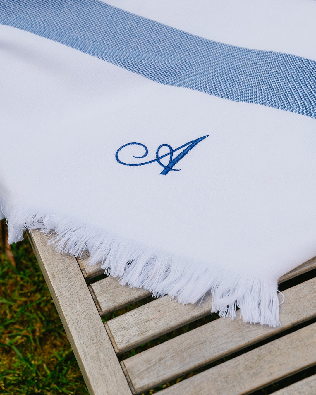 Toalha de Praia Riscas Azul Personalizada