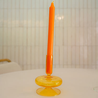 Castiçal Bloom em Vidro Amarelo