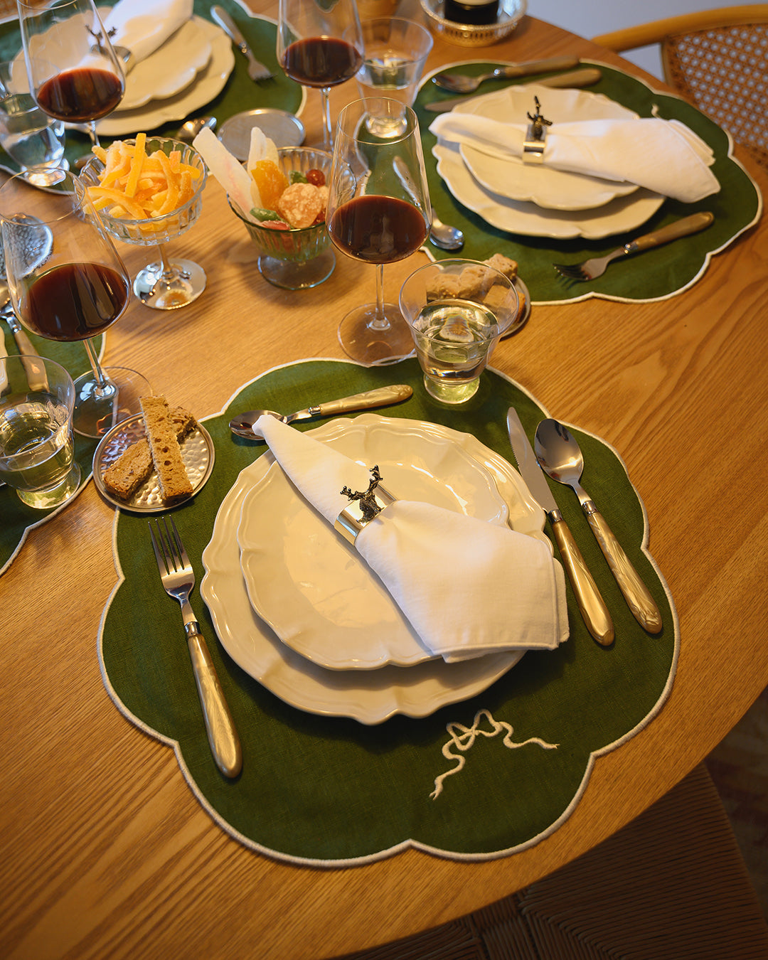 Individual Bow, Verde com Branco