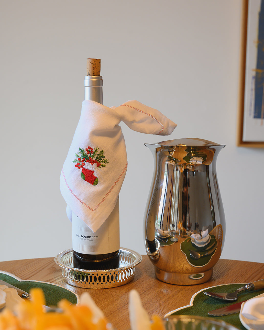 Silver Ornate Bottle Holder Ø 14cm