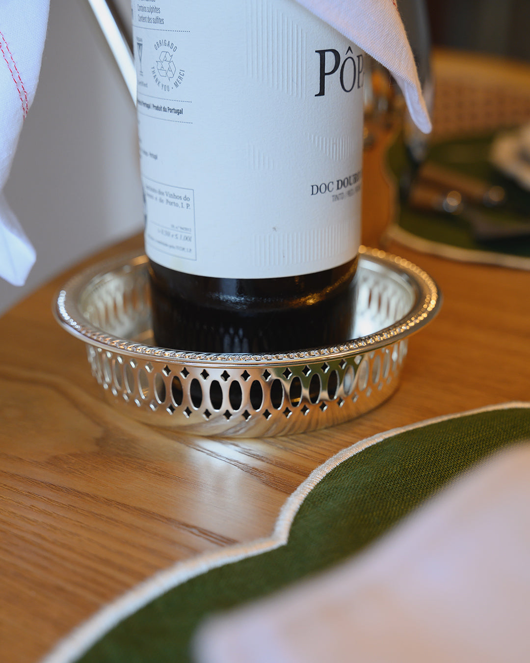 Silver Ornate Bottle Holder Ø 14cm