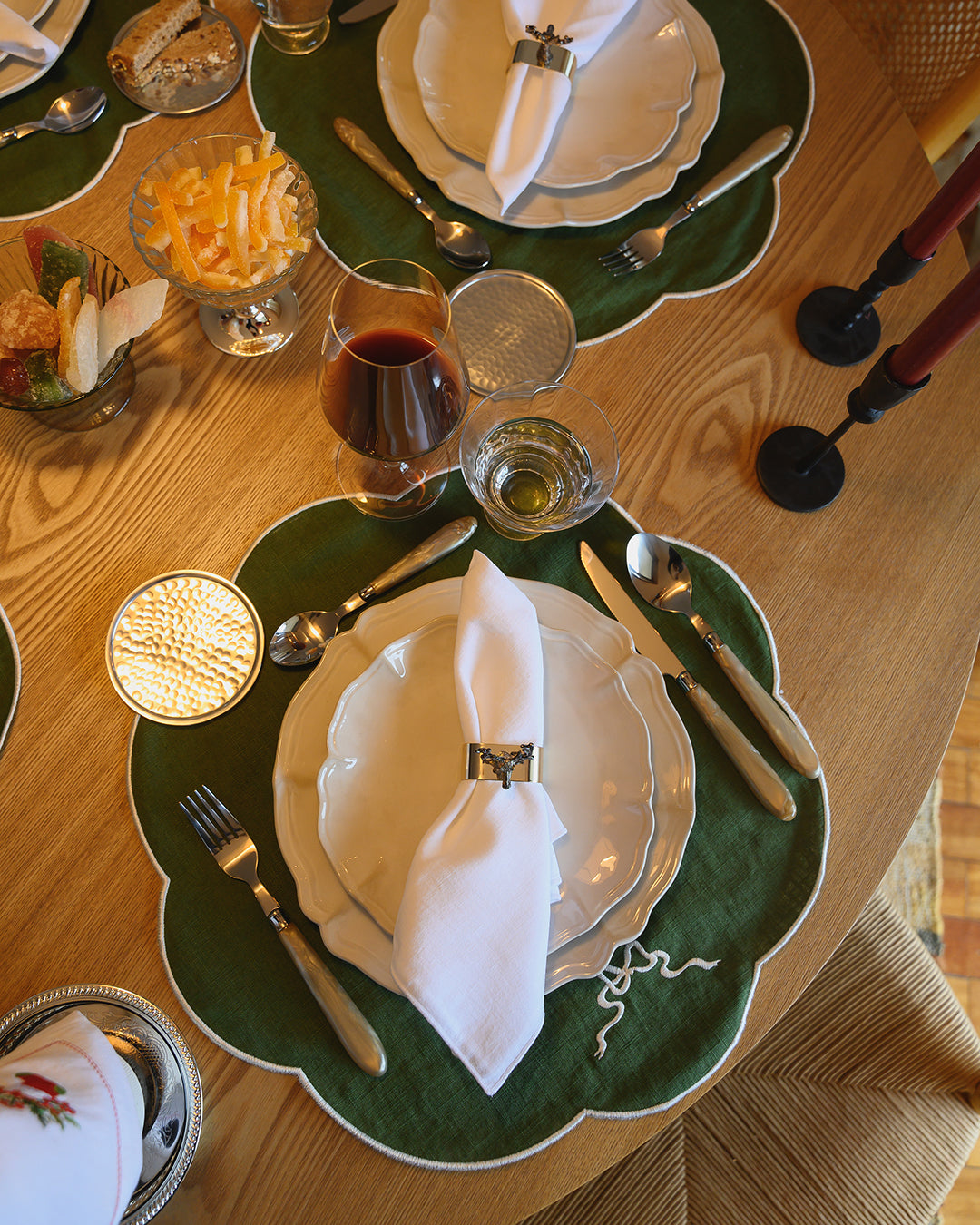 Individual Bow, Verde com Branco