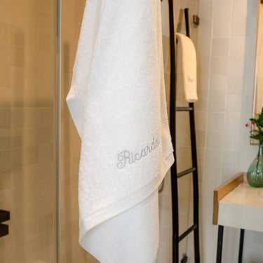 Serviette de bain personnalisée blanche