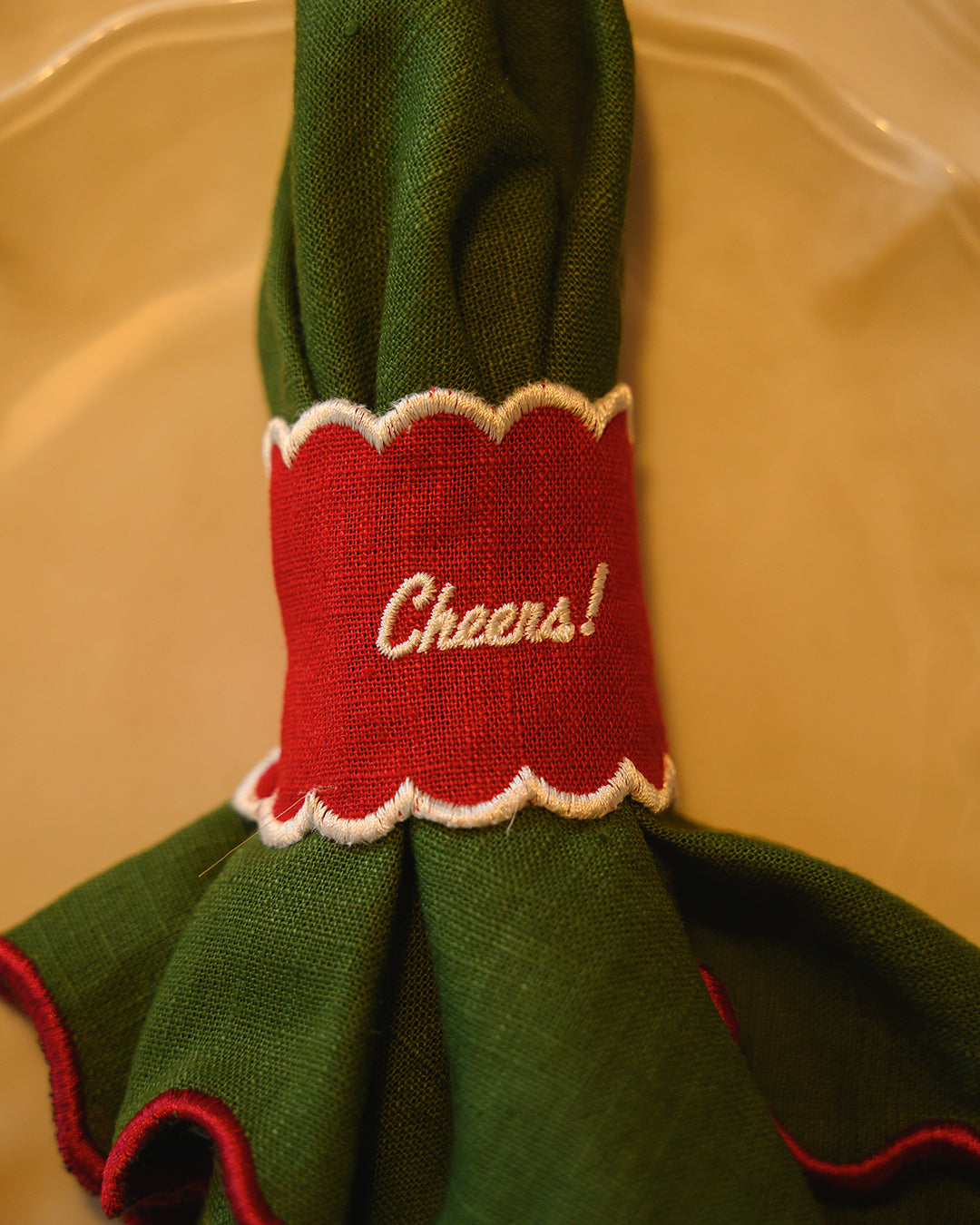 Argola de Serviette Cheers, Rouge avec Blanc
