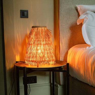 Lampe de table en fibre naturelle 26x26x39cm