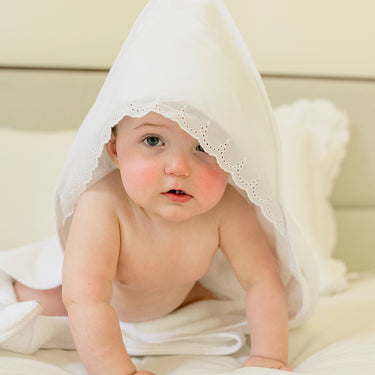 Asciugamano da Bagno per Bambino con Cappuccio con Pizzo