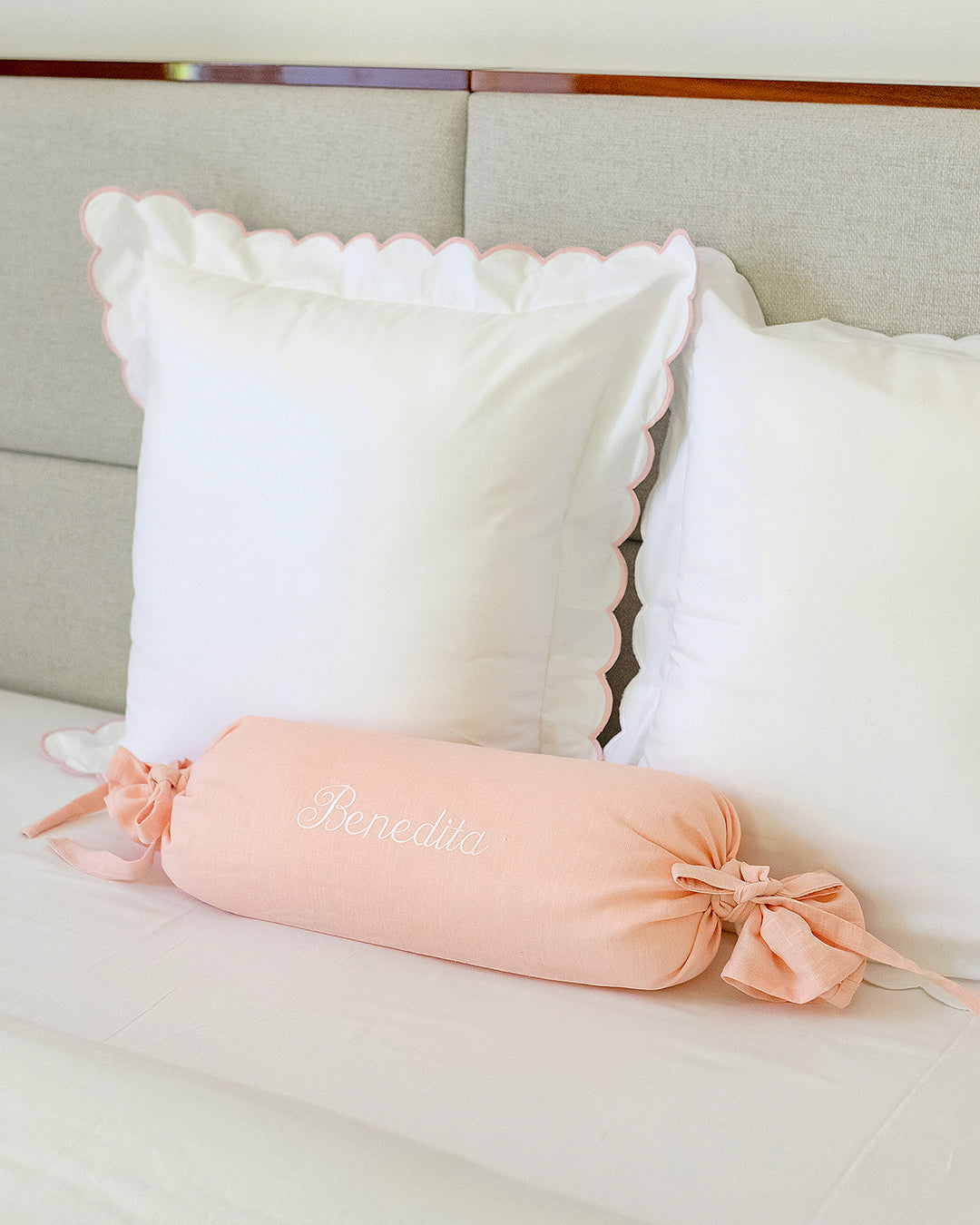 Customisable Baby Pink Roll Cushion