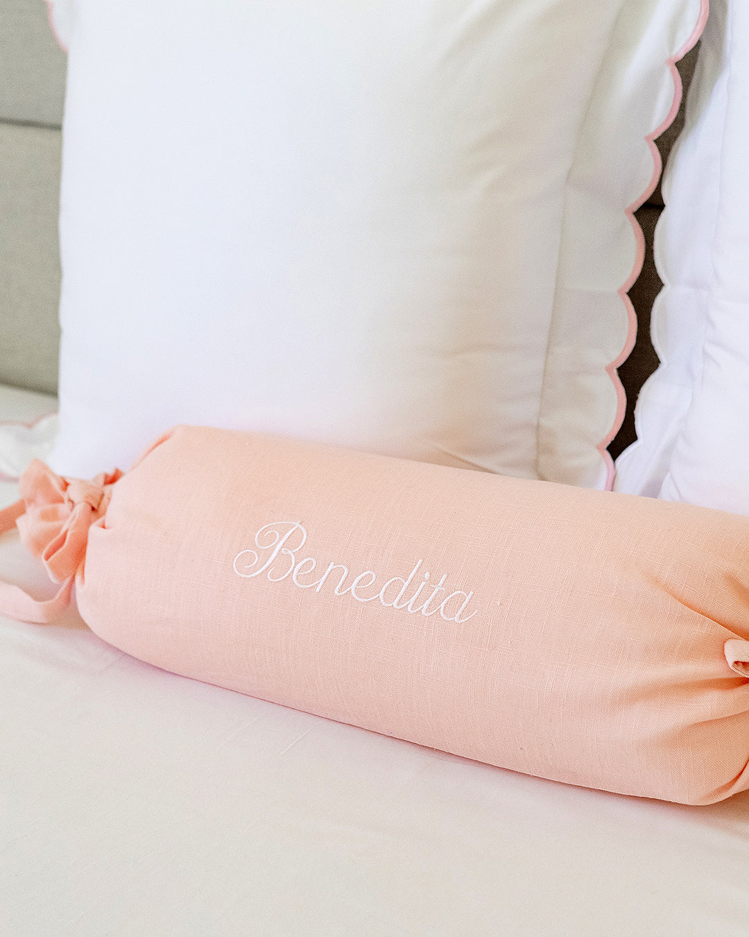 Customisable Baby Pink Roll Cushion