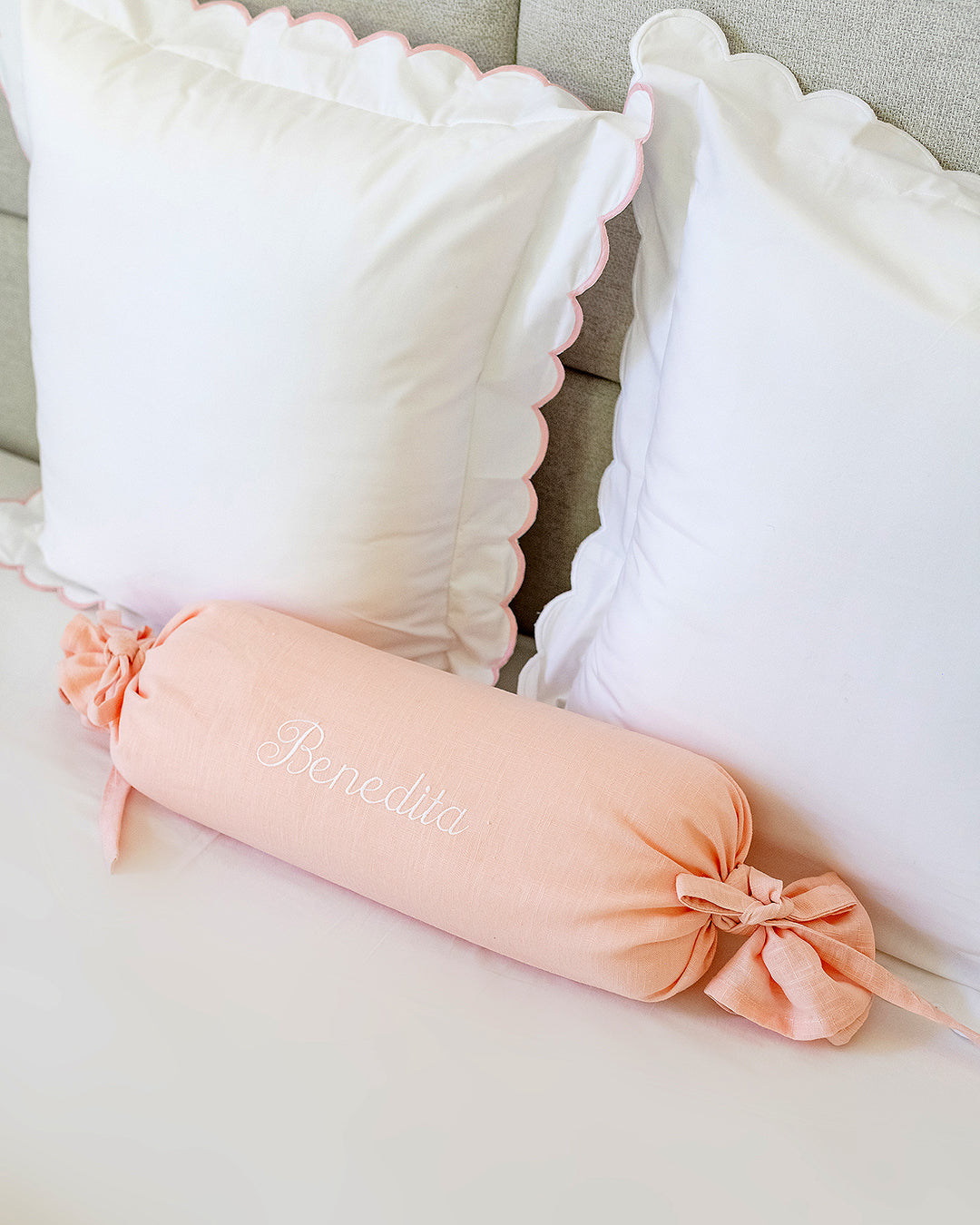 Customisable Baby Pink Roll Cushion