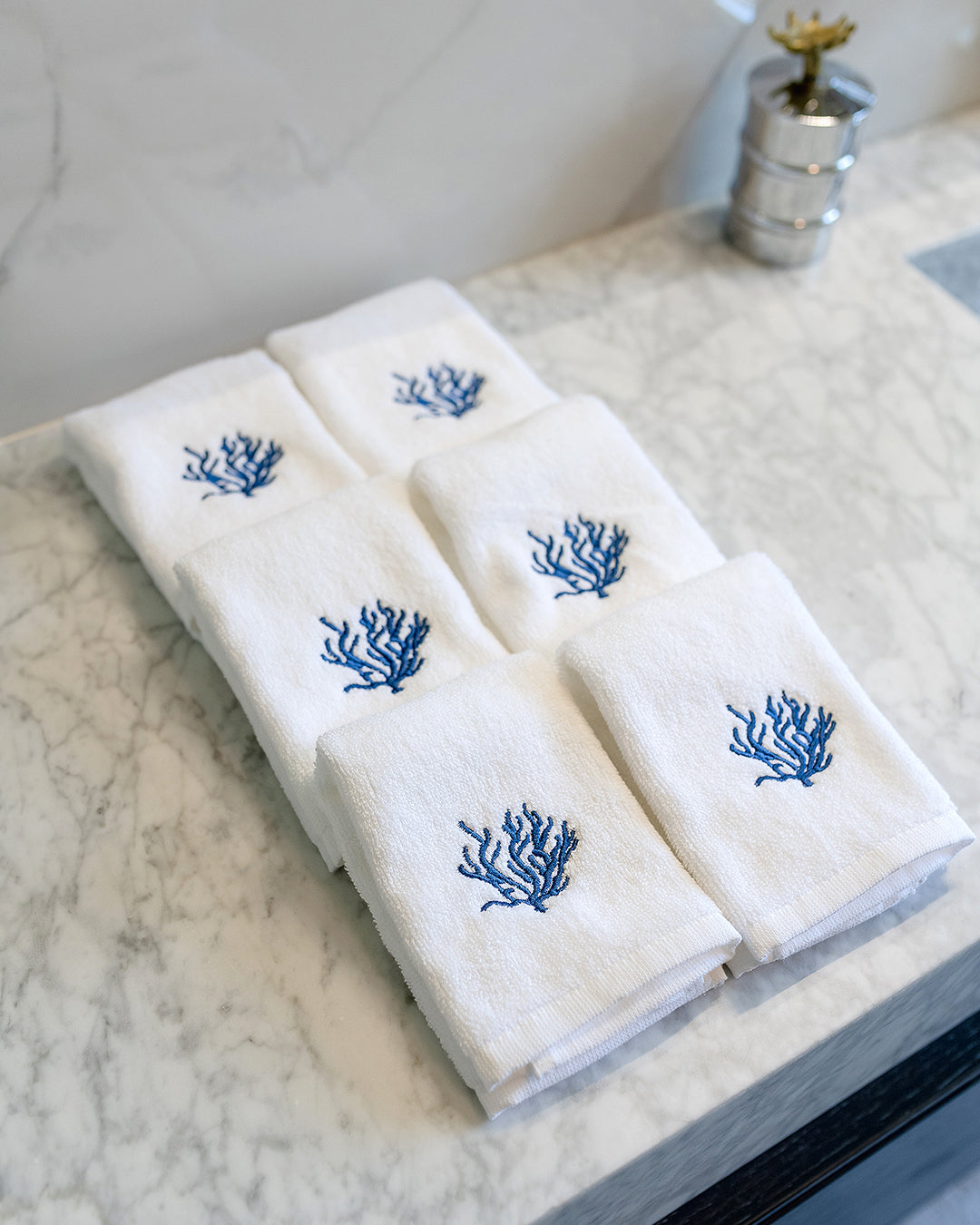 Salvietta per mani in cotone corallo blu 30x30