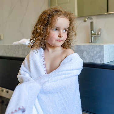 Asciugamano da Bagno Conchiglia Bianco con Rosa