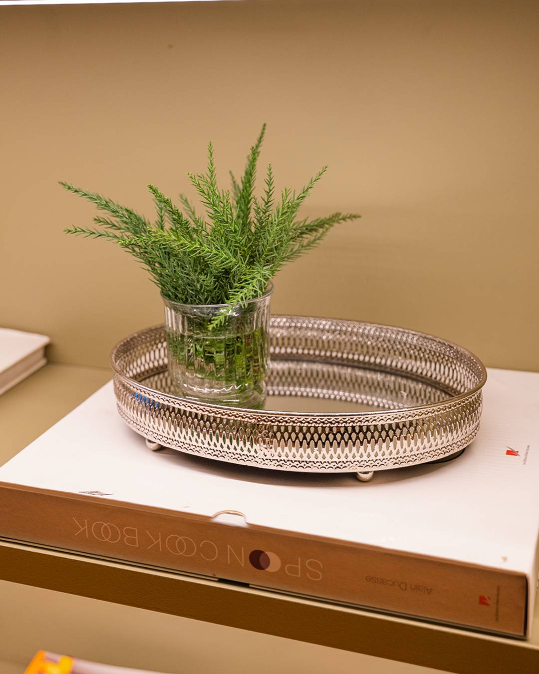 Silver Round Tray with Mirror