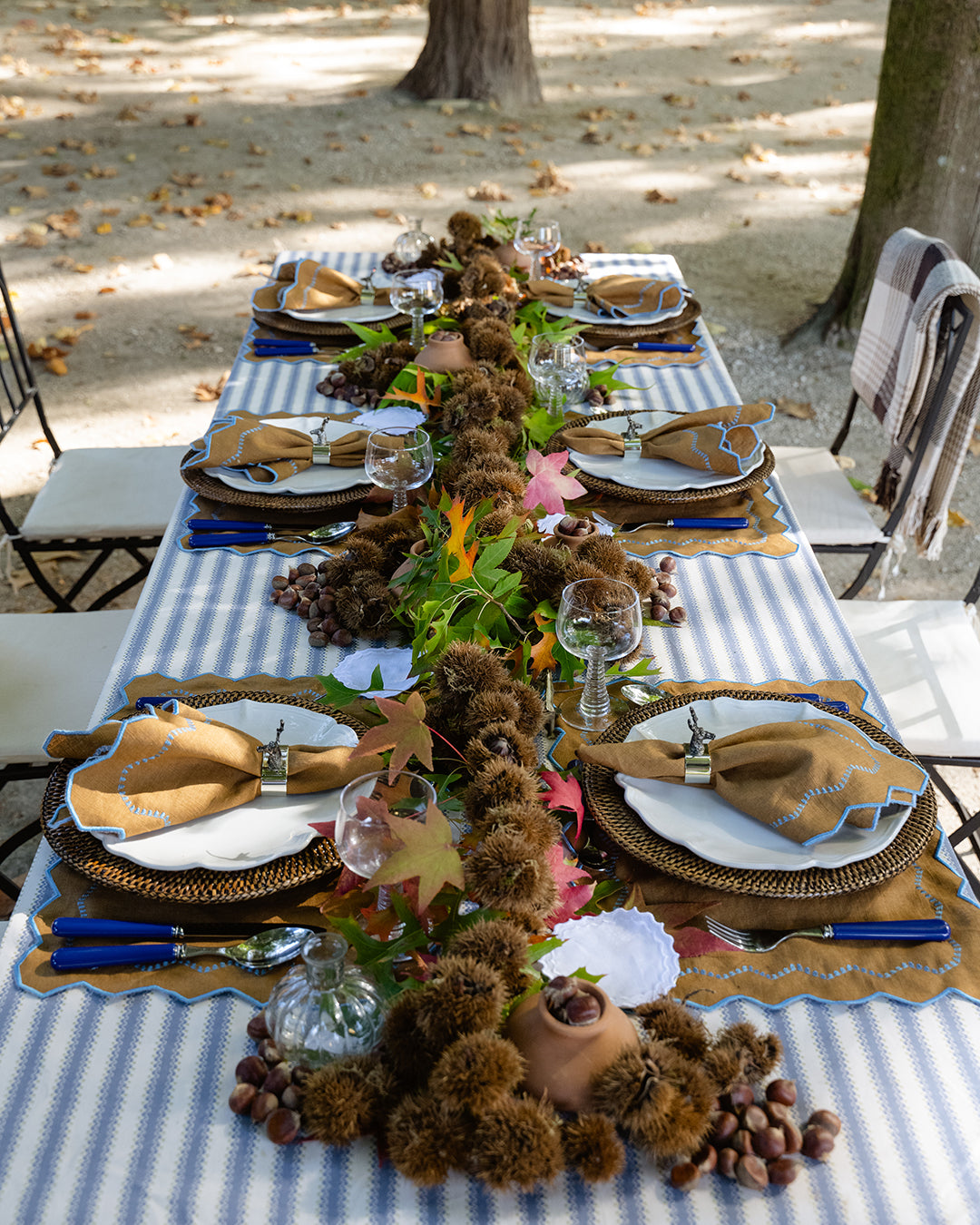 Nappe Atlantique Bleu Foncé Imprimée en 100% Coton