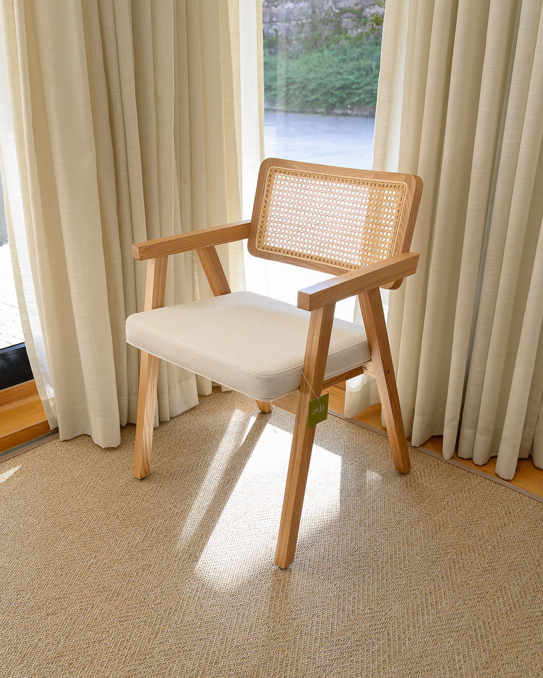 Troia Armchair with Backrest in Light Rattan