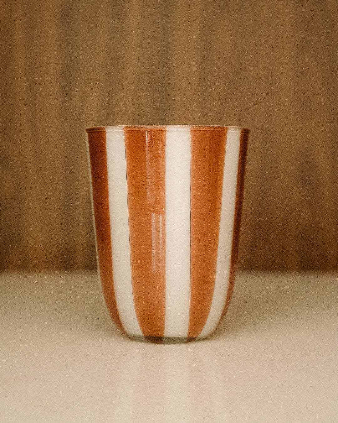 Large Ecru and Brown Striped Cup