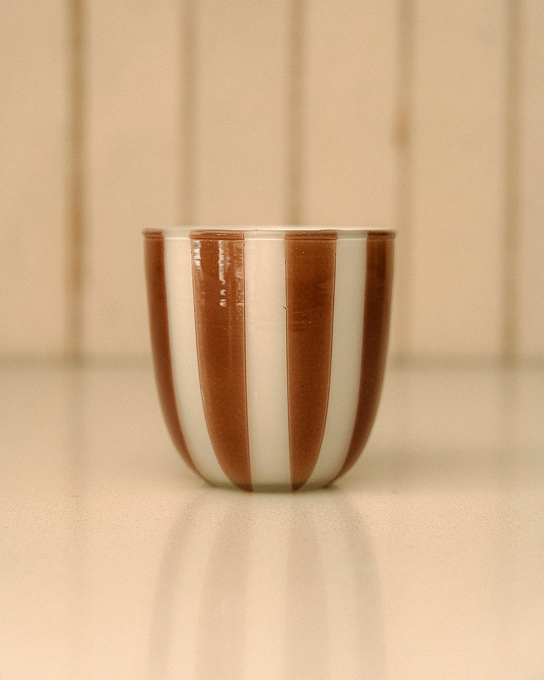 Small Ecru and Brown Striped Cup