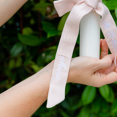 White Candle Personalized Pink Ribbon Christening