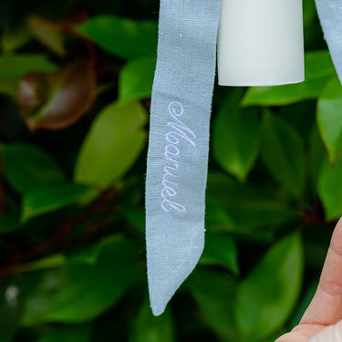 White Sail Personalized Blue Ribbon Baptism