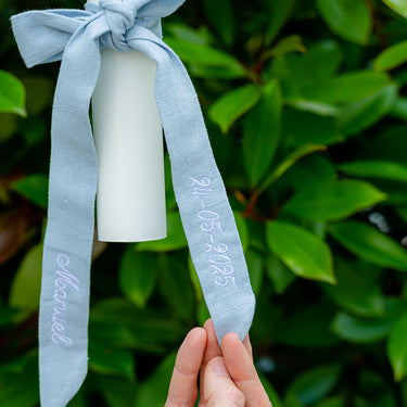 White Sail Personalized Blue Ribbon Baptism